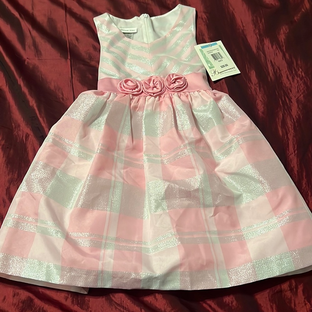 NWT Bonnie Jean Girls Dress Sz 5 Pink/Silver